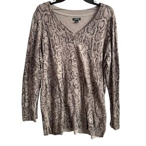 Apt. 9 Women's Beige Snake Print Long Sleeve Size XL